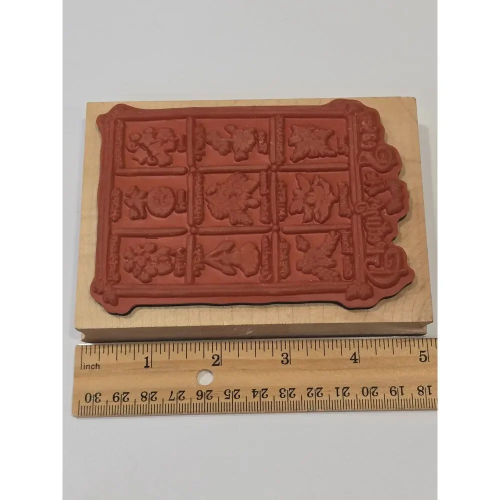 Wood Block Large Rubber Christmas Stamp Inkadinkado Greetings of the Season